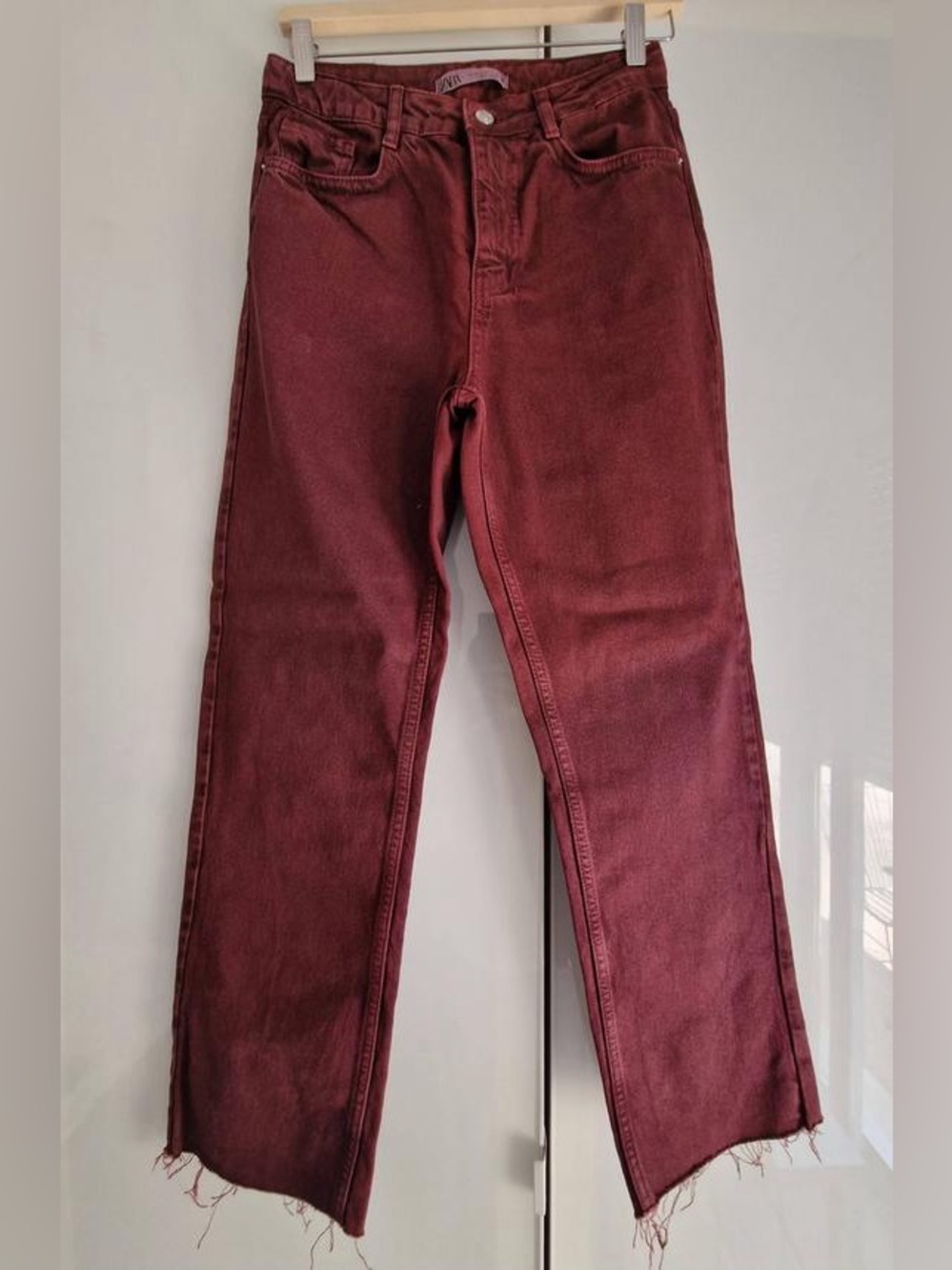 Zara Maroon Straight-Leg Jeans
